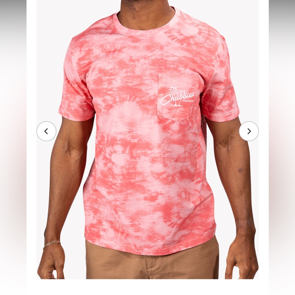 Chubbies The Utah Weekends Only T Shirt in Coral Tie Dye size Men’s XXL